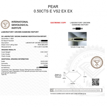 Stud Sustainable Pear Diamond 0.50cts