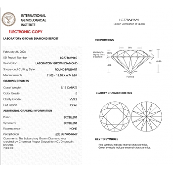 Victoire lab diam 5.13cts E.VVS2