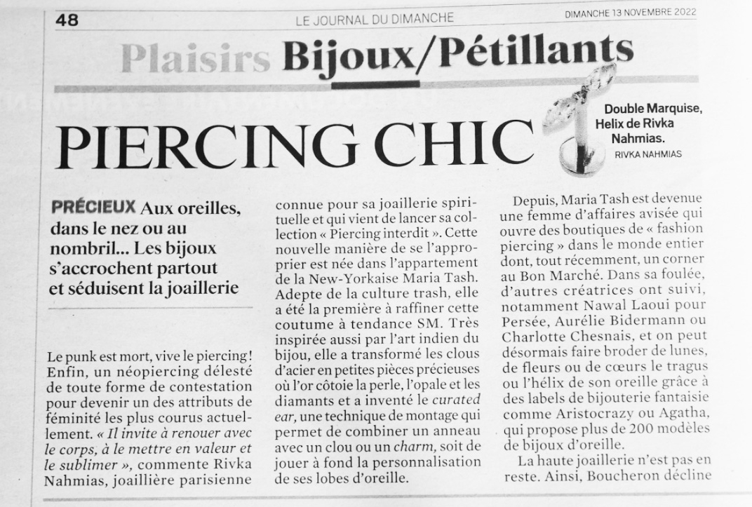 Rivka Nahmias, Parisian jeweler launches her “Forbidden piercing” collection Piercing Interdit